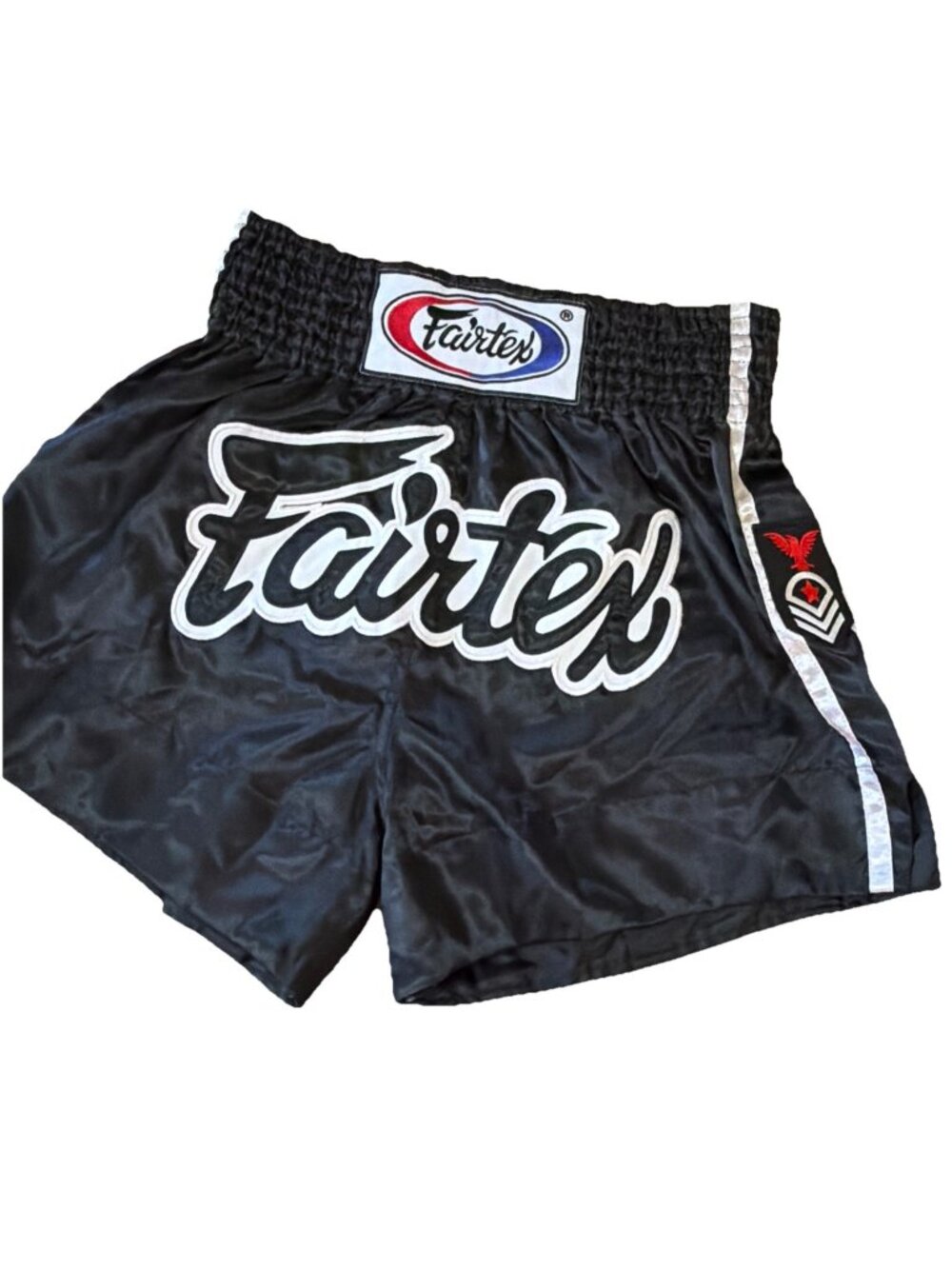 FAIRTEX MUAY THAI SHORTS SATIN BOXING MMA K1KIK Sz L Black Made In Thailand
